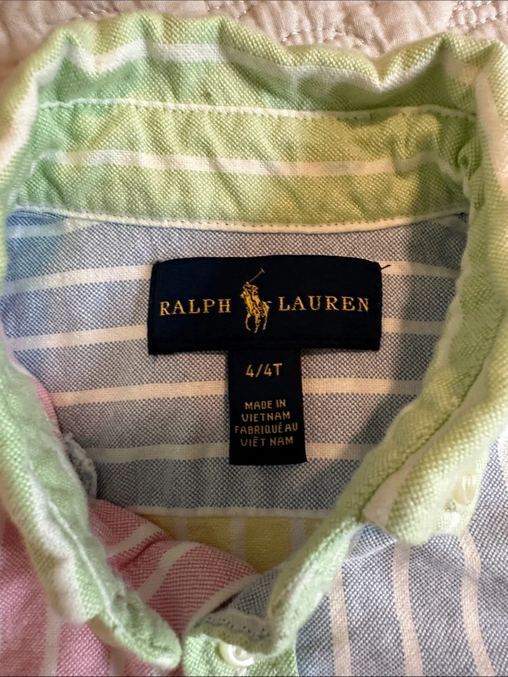 Ralph Lauren Pastel Striped Button-Front Oxford Shirt Dress - size 4
